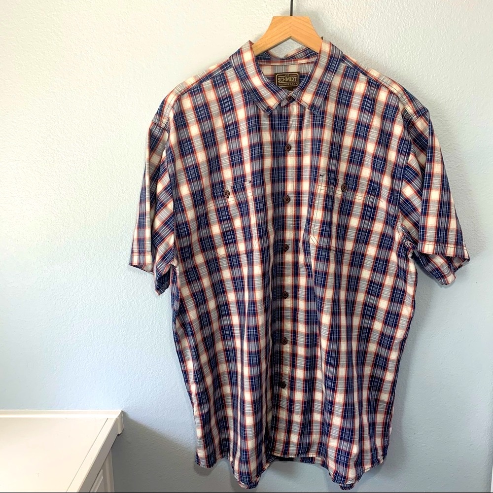 C.E. SCHMIDT Plaid Button Down Work Wear Shirt